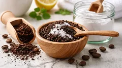 使い終わったコーヒーかすと重曹を混ぜる:人気の家庭療法。